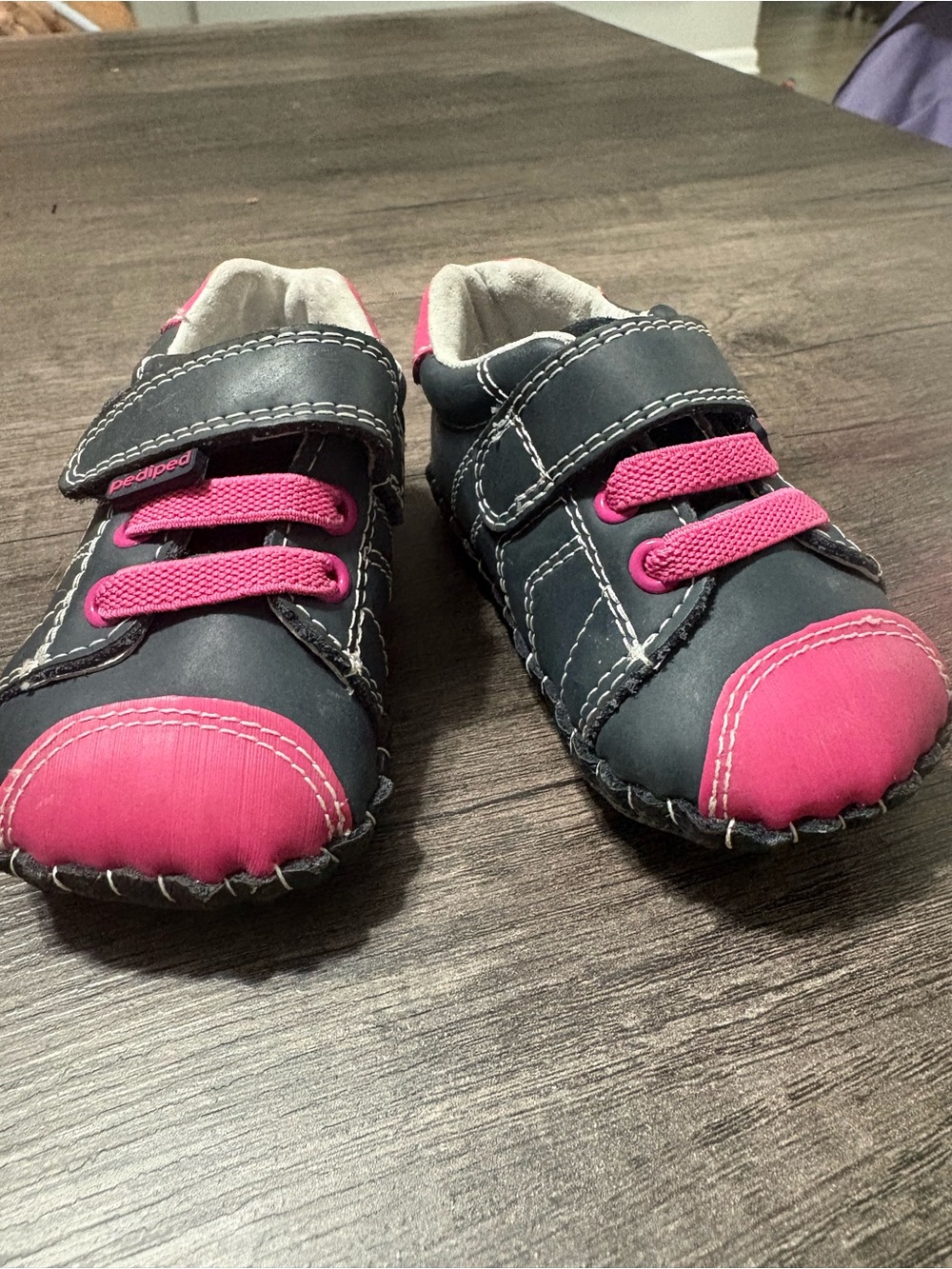 pediped Navy and Pink Toddlers' Leather Sneakers